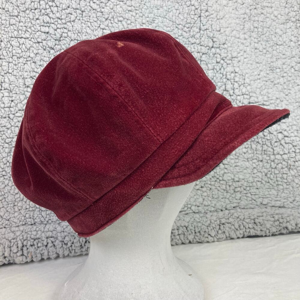 Velvet-Style Page Boy Hat Burgundy Black Reversible Retro 70's Boho Hippie Cadet